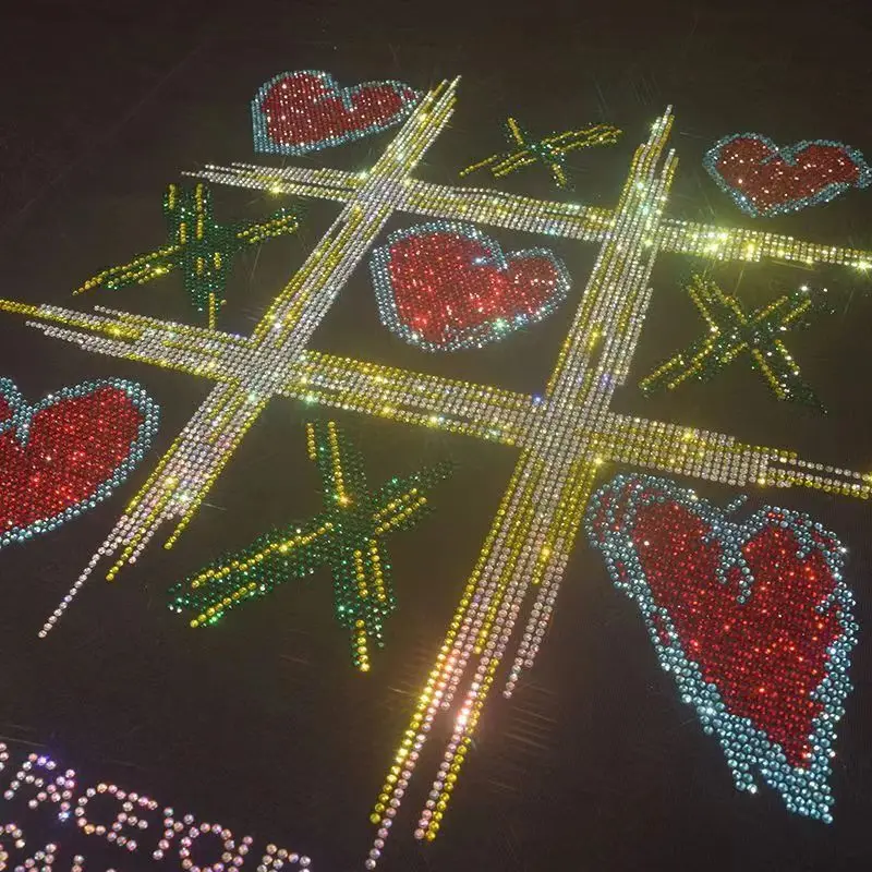 Shimmering Rhinestone Heart Cross Stitch Pattern Sticker - Perfect for Crafts And Clothing Accessories