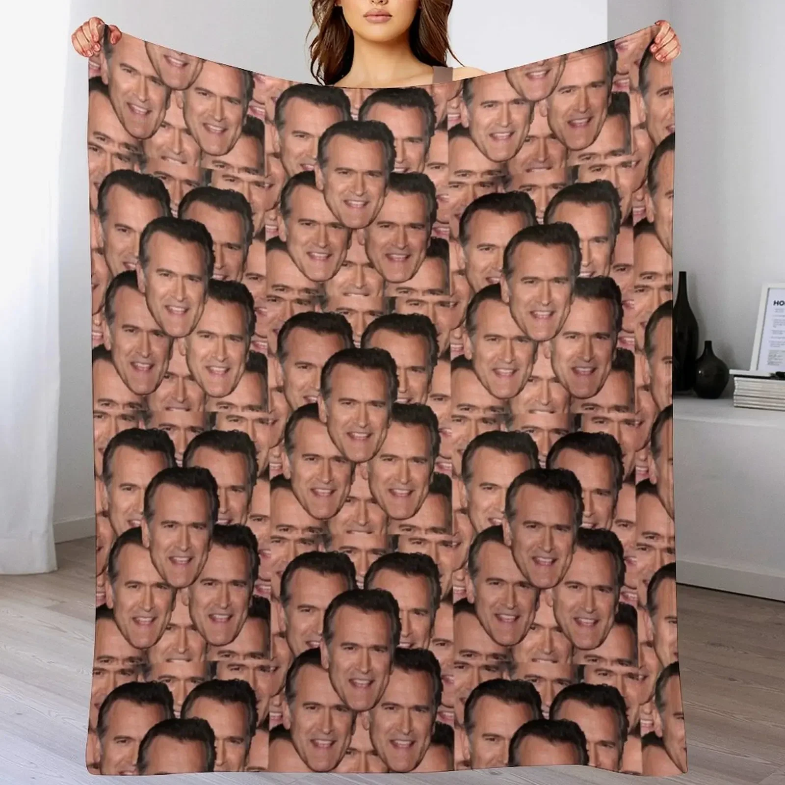 Bruce Campbell Evil Dead Head Shot Throw Blanket funny gift Nap Blankets