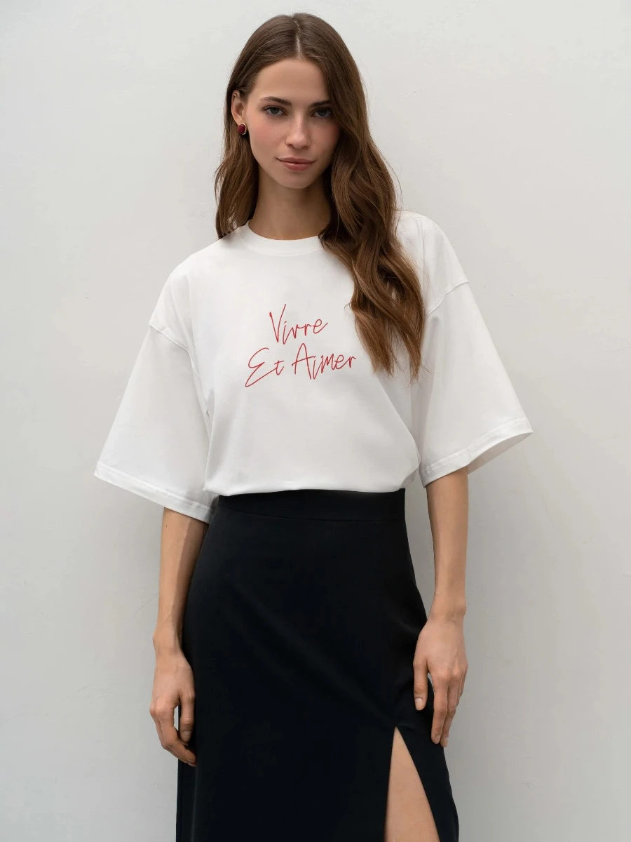 

Sumuyoo 100% Cotton Women's Fashionable Printed T-shirt Casual Vintage Fashion Hip Hop Loose Top 230g/m³ Printing Short Sleeve