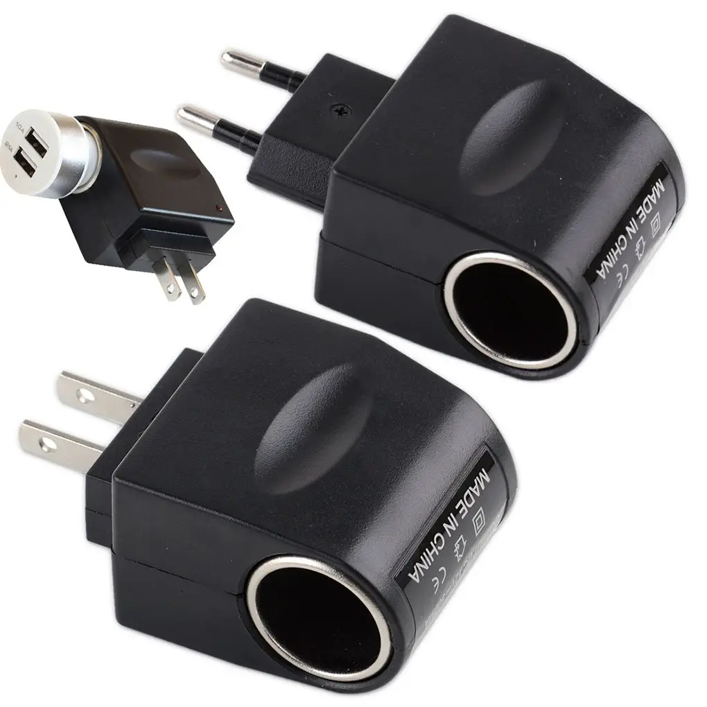 AC Adapter With Car Socket Auto Charger EU Plug 220V AC To 12V DC Use For Car Electronic Devices Use At Home