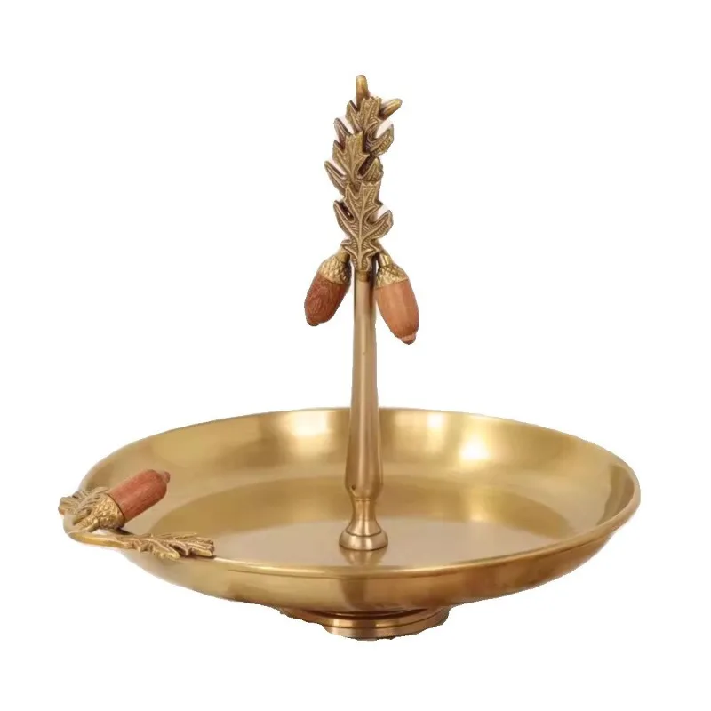 Brass storage fruit plate Nordic light luxury model room dessert dessert coffee table desktop decoration ornament