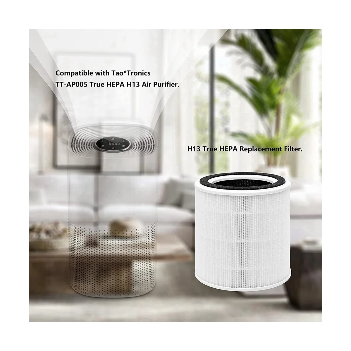 AP005 Replacement Filters for TT-AP005 Air Purifier, H13 True HEPA and Activated Carbon Filter Accessories