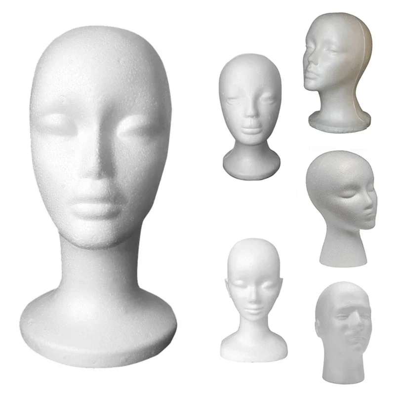 1pcs Female Styrofoam Foam Mannequin Manikin Head Model Hat Glasses Wig Display Male White Foam Mannequin Head Holder Stand Rack