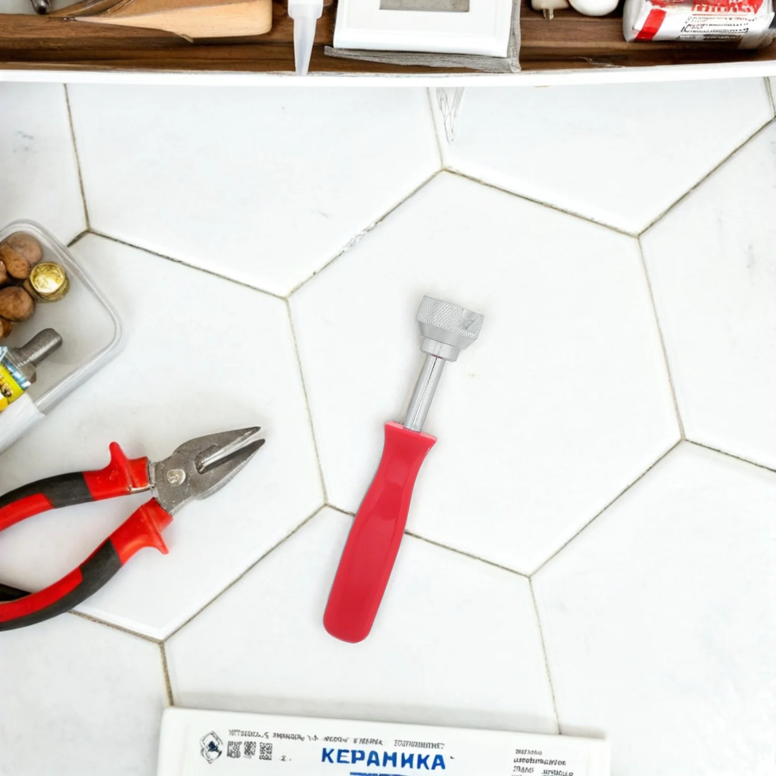 

Brake Spring Compressor Tool Red Ergonomic Handle Quick Positioning for Car Truck Brake System Adjustment and Maintenance Use