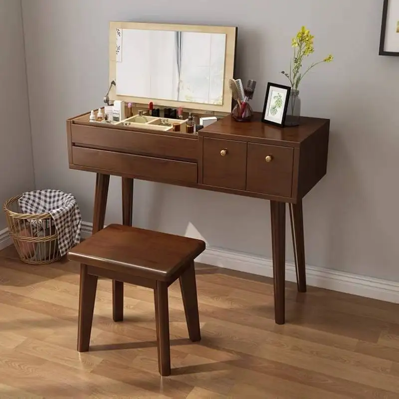

Storage Space Vanity Desk Mirror Stool Luxury Lounges Makeup Vanity Desk Dressers Bedroom Wood Tocador Maquillaje Furniture Home