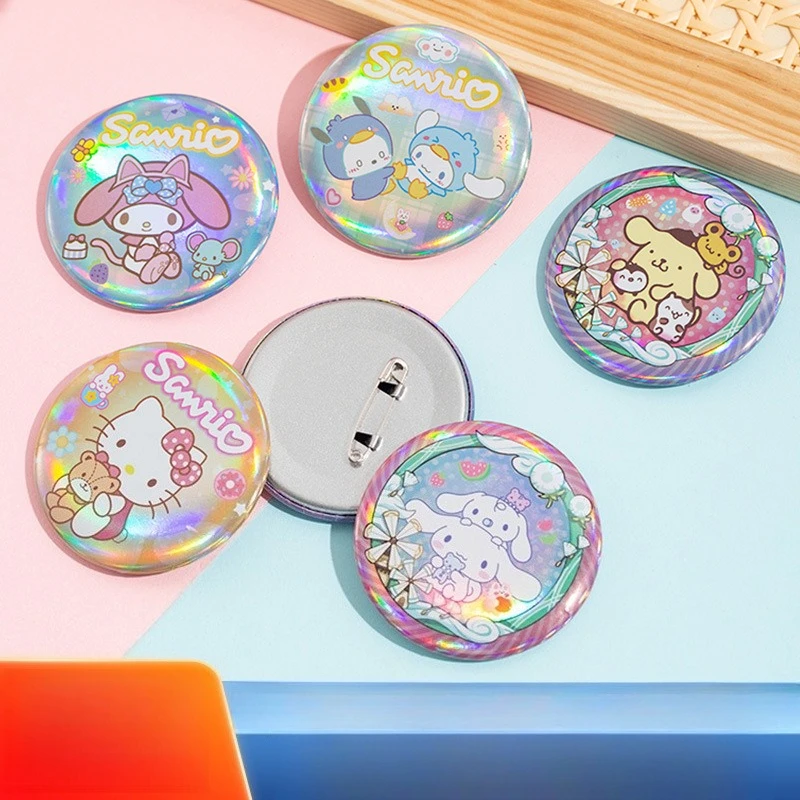 

Miniso Sanrio tinplate badge metal bar kids cartoon character smiling face badge class emblem commemorative brooch
