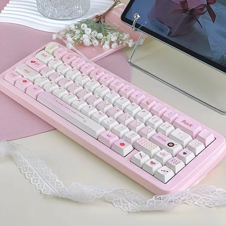 Notebook Mechanical Keyboard Keycaps Pink Girls Full Set PBT Sublimation MOA/Original Factory