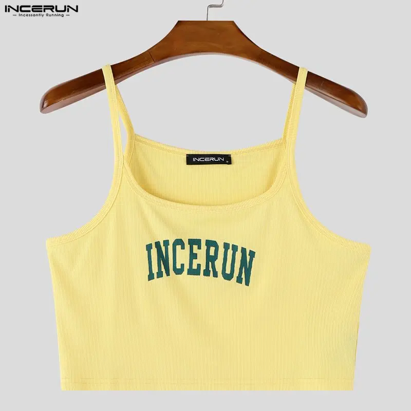 INCERUN Herren Tanktops Bedruckt Ärmellos Gestrickt Lässige Männer-Westen Streetwear 2026 Sexy Mode Unisex Crop Tops Herrenbekleidung