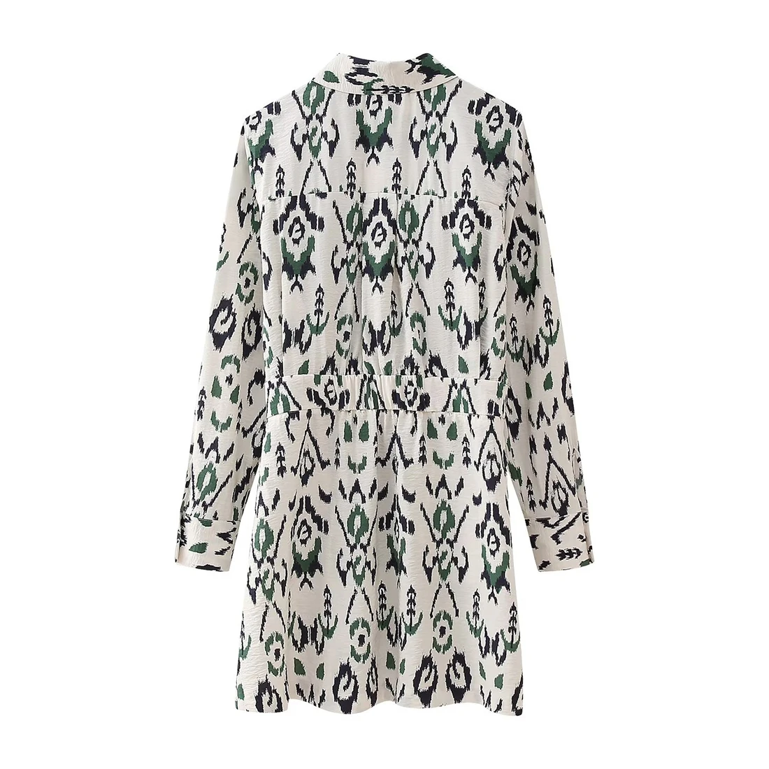 فستان نسائي قصير مطبوع عصري 2025 طية صدر السترة تصميم جميل وأنيق وصول جديد