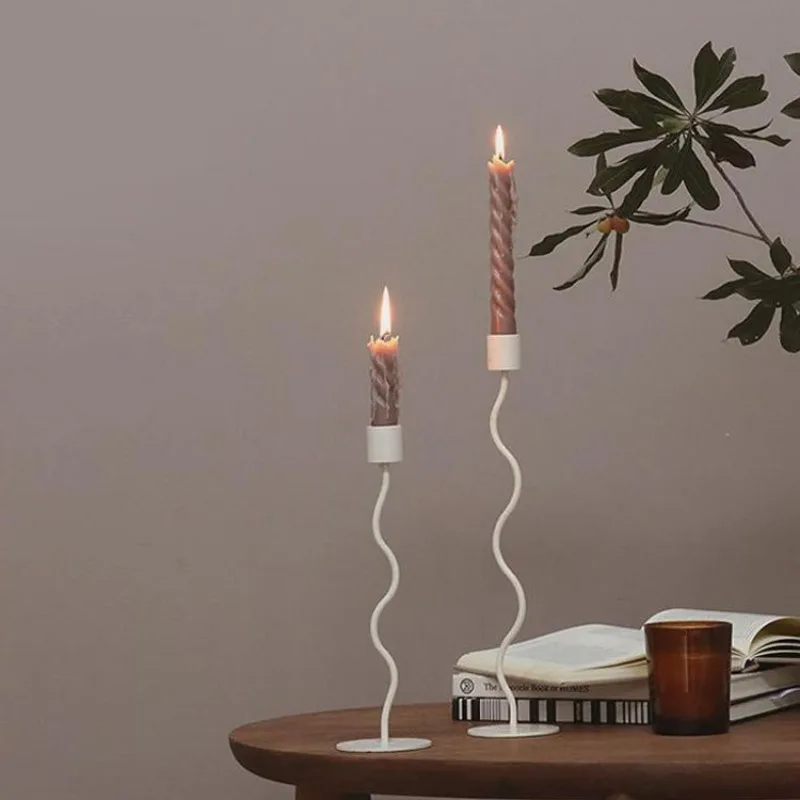 

French metal elegant candlestick ornament, model room hotel home living room table candlelight dinner ornament