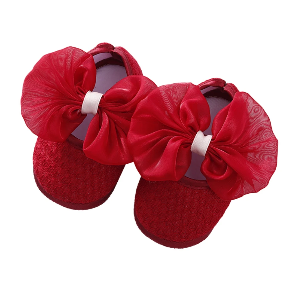 Summer Newborn Soft Soled Breathable Girl Toddler Shoes Bow Decorative Relief Upper Baby Flats Casual Comfortable Baby Bed Shoes