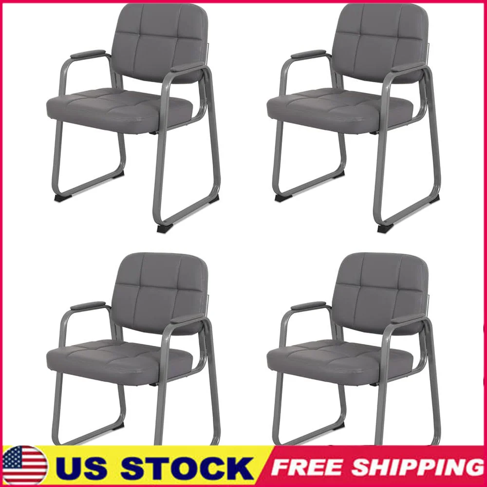 Ergonomic Office Guest Chairs with Soft Armrests Padded Seat Sleek Design Ideal Waiting Room Conference 4 Pack