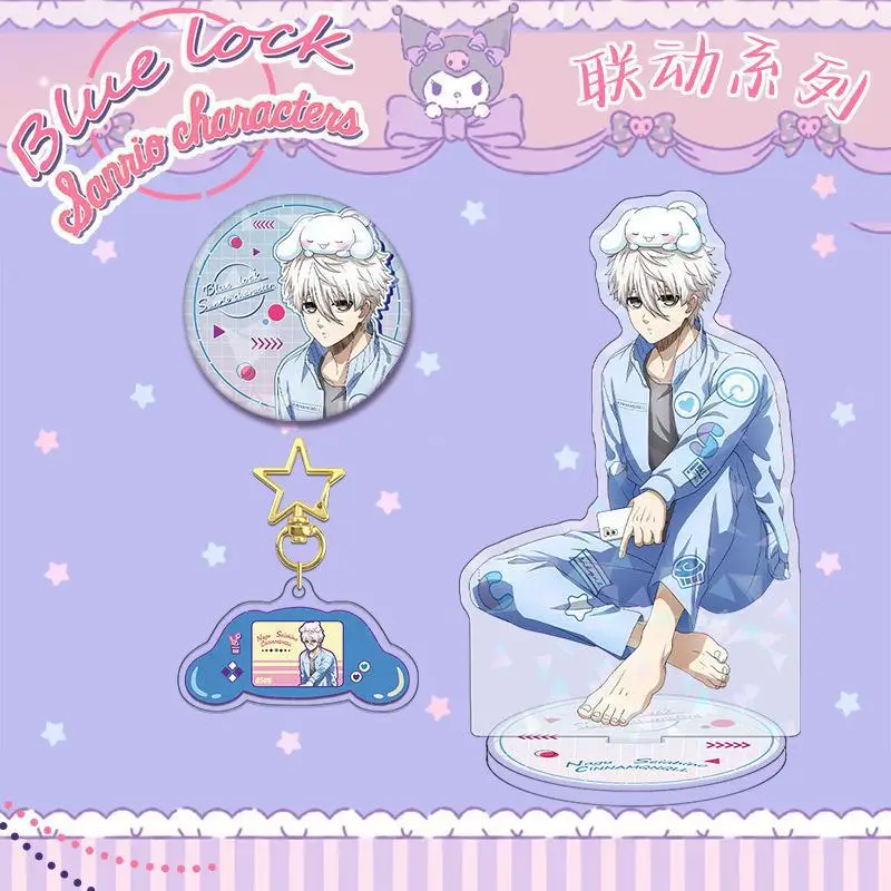 Blue Lock Sanrio Series Seishiro Nagi Cinnamoroll Peripherals Acrylic Stand Reo Mikage Kuromi Metal Badges Collectibe Nagi Toys