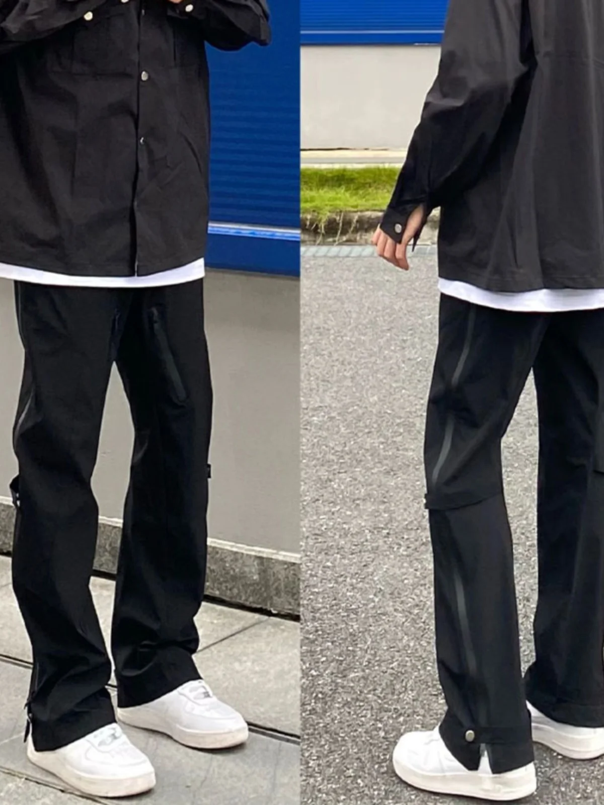 

Свободные рабочие брюки в американском стиле, мужские повседневные брюки с боковой молнией, осень-зима, большие размеры 300, дизайн Pou Sensation