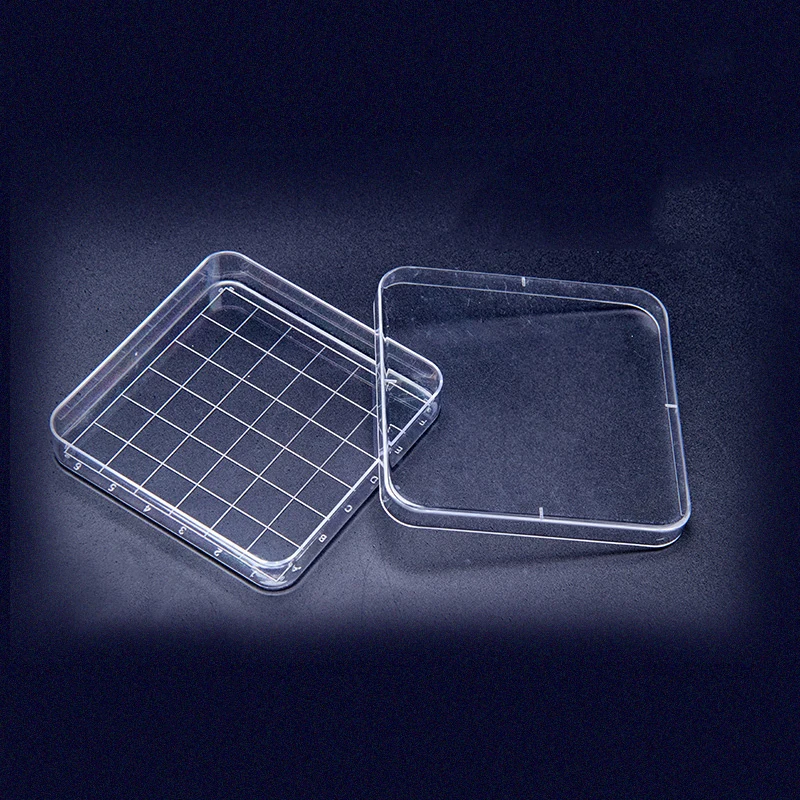 10pcs/bag, 10*10cm Square with tick marks disposable Petri Dish bacterial culture plate sterilization dish