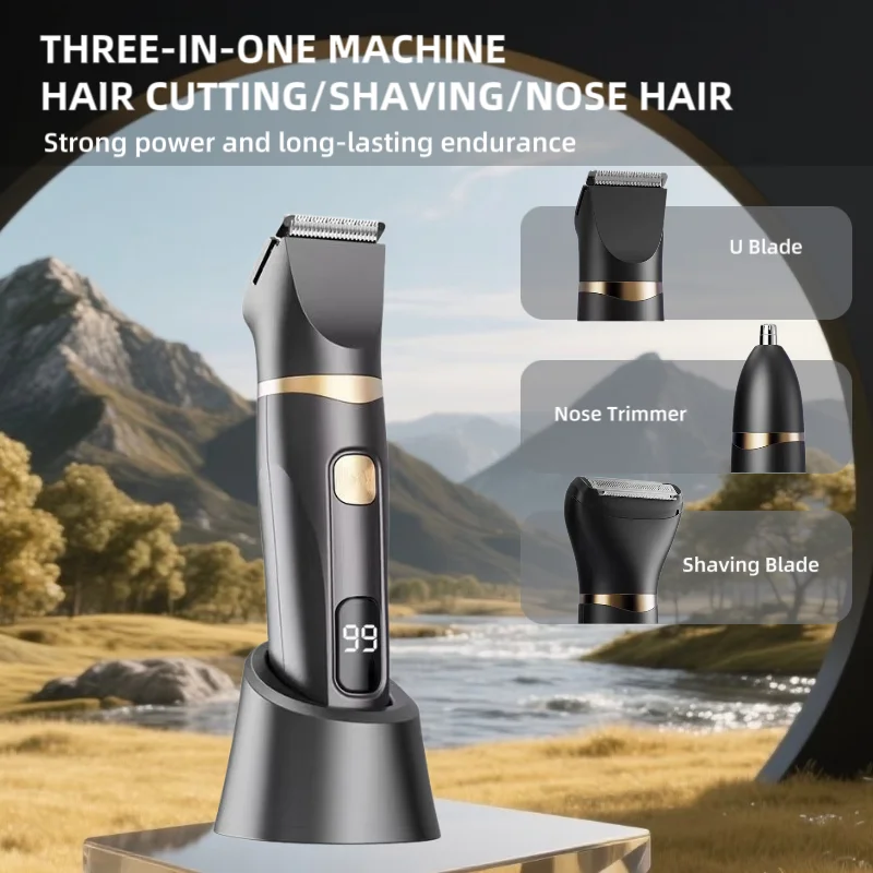 Epilator Wireless - 3-piece men's electric hair clipper set
