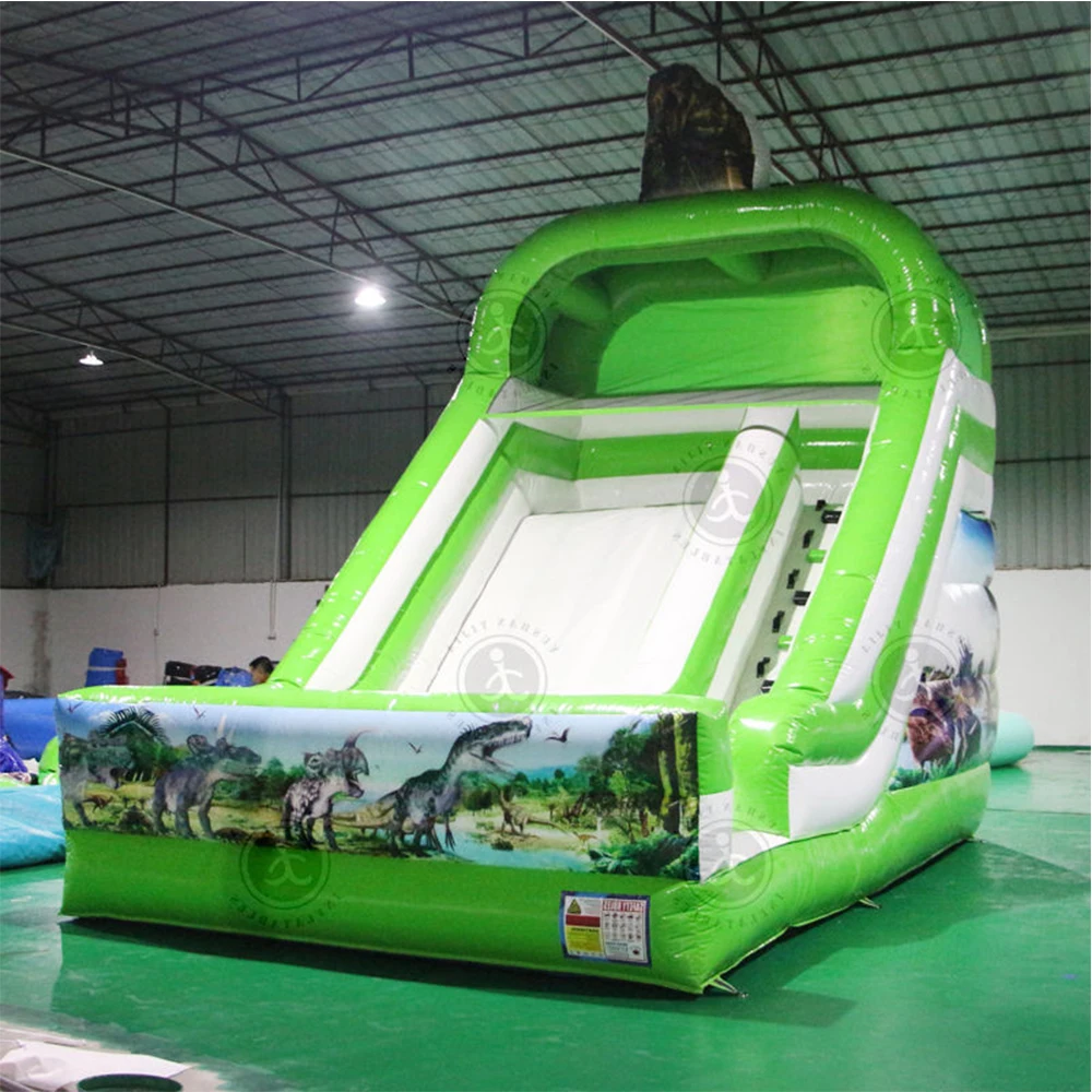 Grand château toboggan gonflable en PVC vert pour enfants, extérieur, toboggan rebondissant