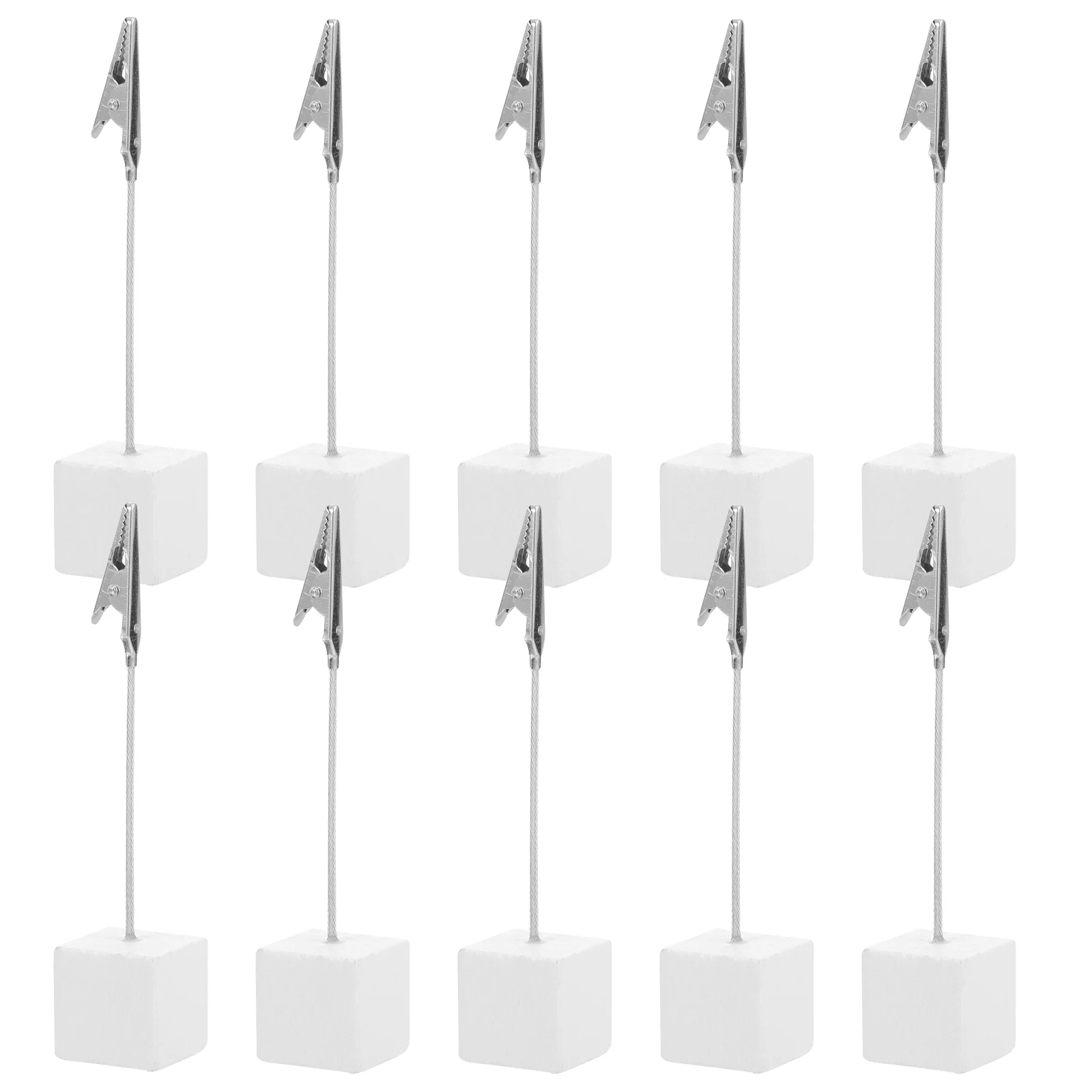 10pcs Cube Base Memo Picture Photo Holder Paper Note Clip for Home Office (silver) Memo holder Photo clip