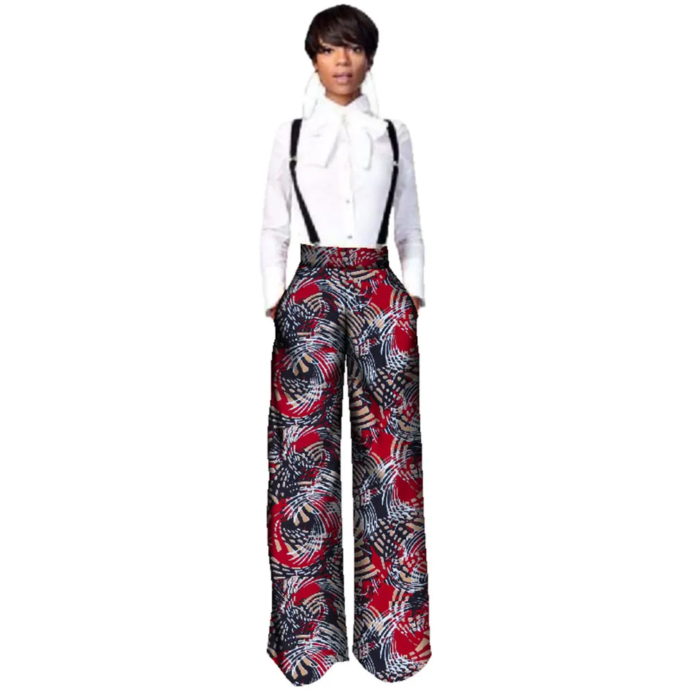 BRW  High Quality Pants African Straight Full Length Trousers One Piece Romper with Print Dashiki Clothing for Women WY2478