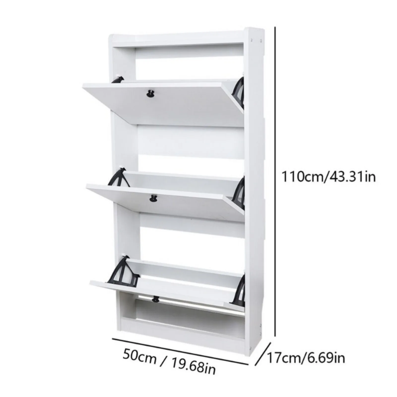 US Modern White Shoe Cabinet with 3 Flip Drawers Tipping Bucket Shoe Rack Storage