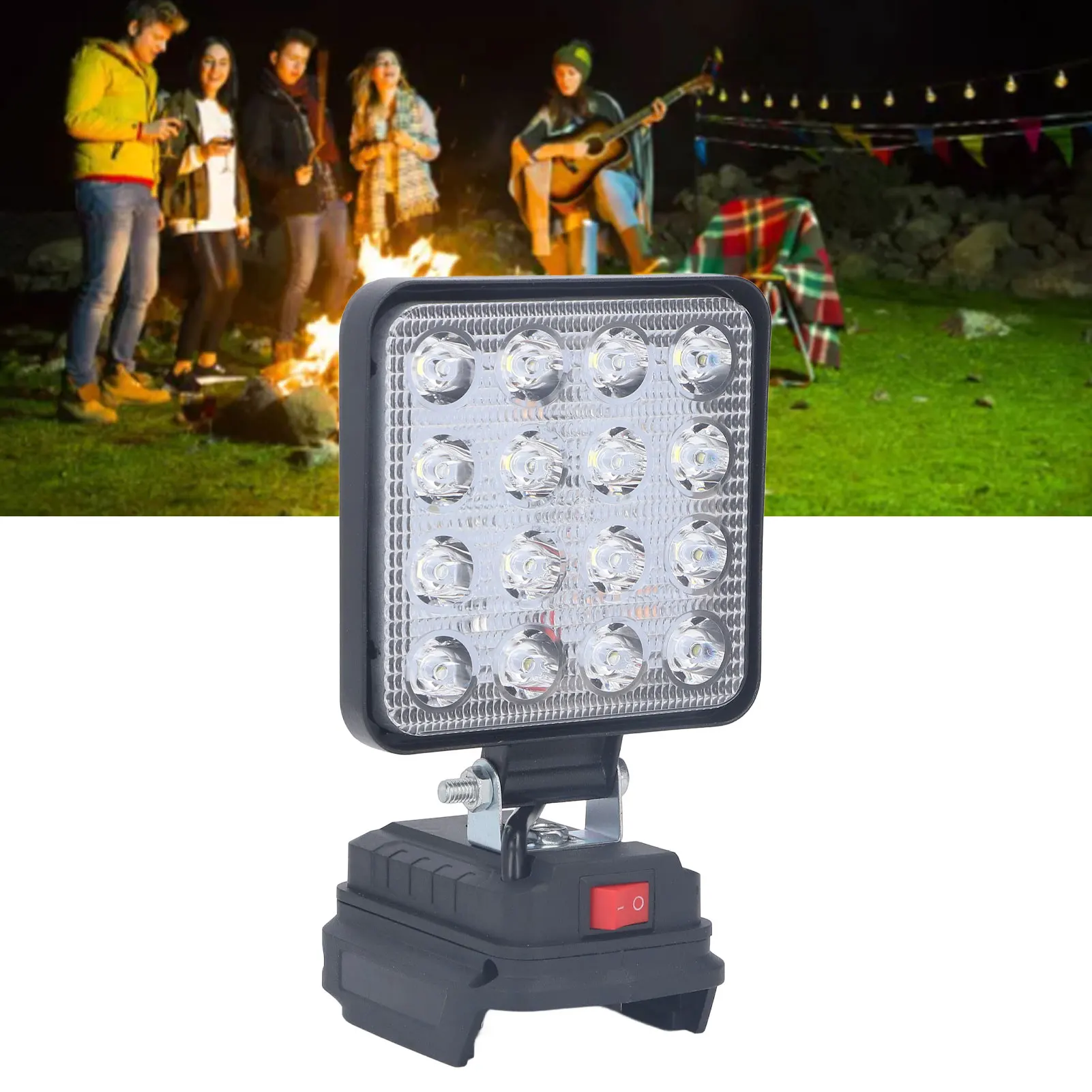 LED Work Spotlight 8W 16 Lamp Beads 25V Working Voltage ABS LED Work Light 18V Lithium Battery Powered for Outdoor Camping