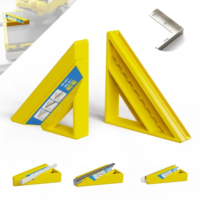 1 piece tile tool, a cutting tool for installing tile trims, and a 45-degree beveled cut for trim