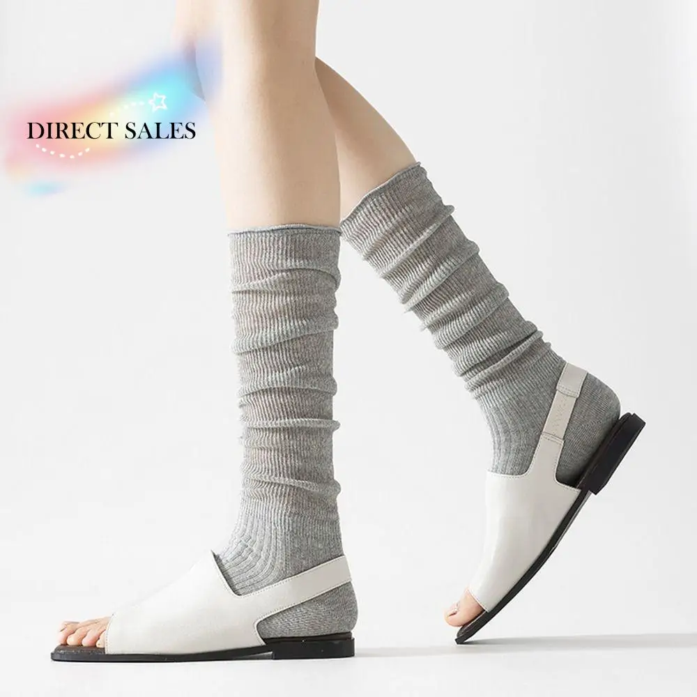 

Absorb Sweat Sweet JK Long Socks INS Open Toe Mid-tube Stocking Kawaii Japanese Style Solid Color Foot Cover Summer
