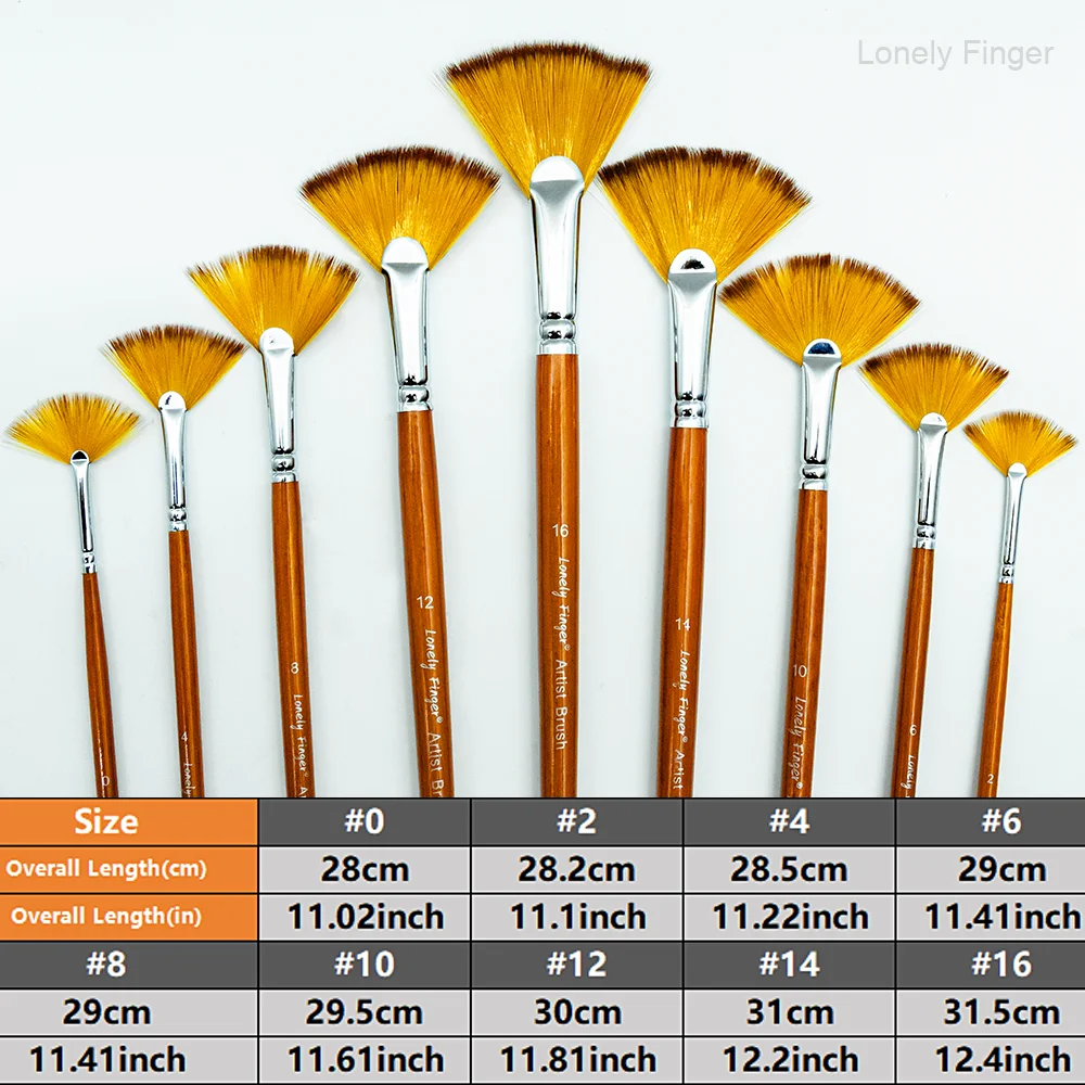 Набор кистей для рисования веером художника из 9 штук, наконечники кистей для защиты от выпадения волос из нейлона, деревянная ручка для удобного удержания, отлично подходит для акрила