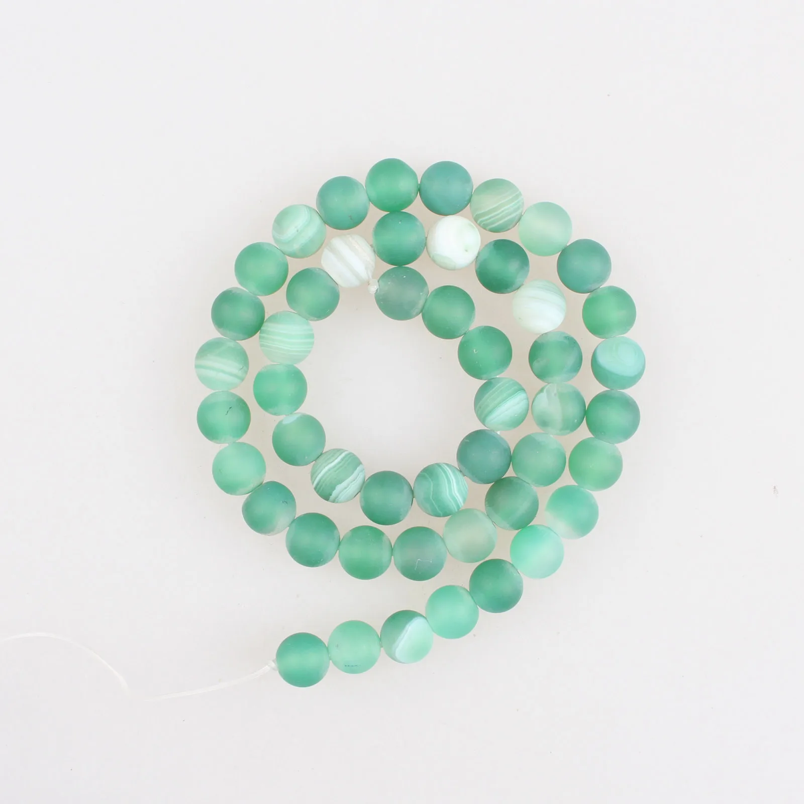 Natuurlijke Kralen Matte Groene Streep Agaat Frosted Agaat Ronde Losse Kralen 4 6 8 10 12Mm Voor Armbanden Ketting Sieraden Maken