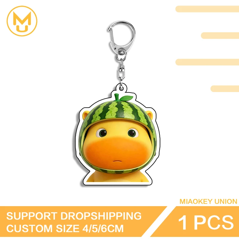 Capybara Cute Watermelon Head Artistic Naughty Car Key Holder Stainless Steel Chain Premium Animelover Pretty Jewelry Decoration