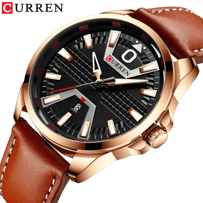 Curren 8379   Waterproof Quartz Leather-Belt  Business   Calendar Watch