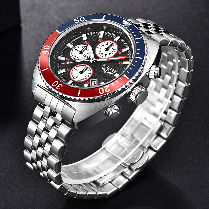 LIGE Top Brand Luxury Mens Watches Business Quartz Watch For Men Casual Sports Waterproof Military Chronograph Relogio Masculino