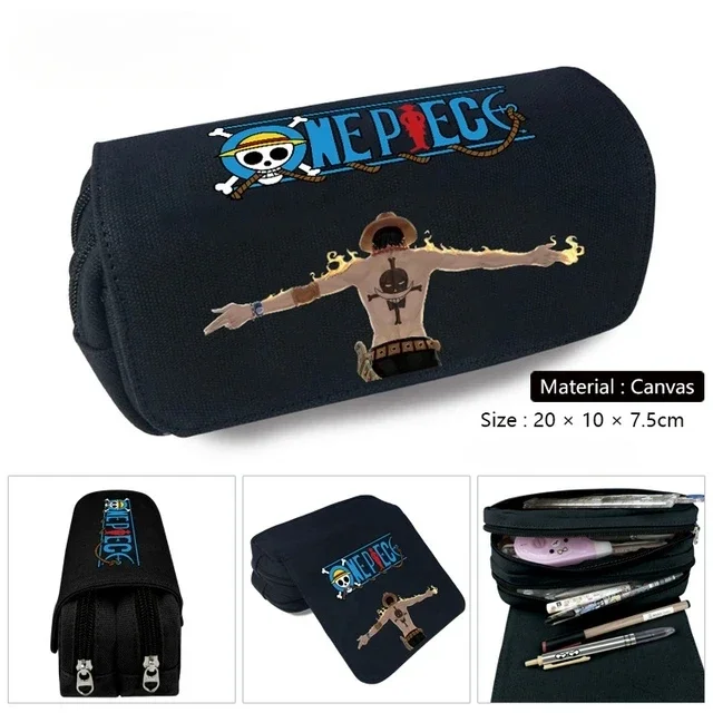 Anime One Piece Luffy Zoro Sanji Figure Stationery Pen Box Cartoon Pen Bag Multifunctional Pencil Case Children Festival Gift