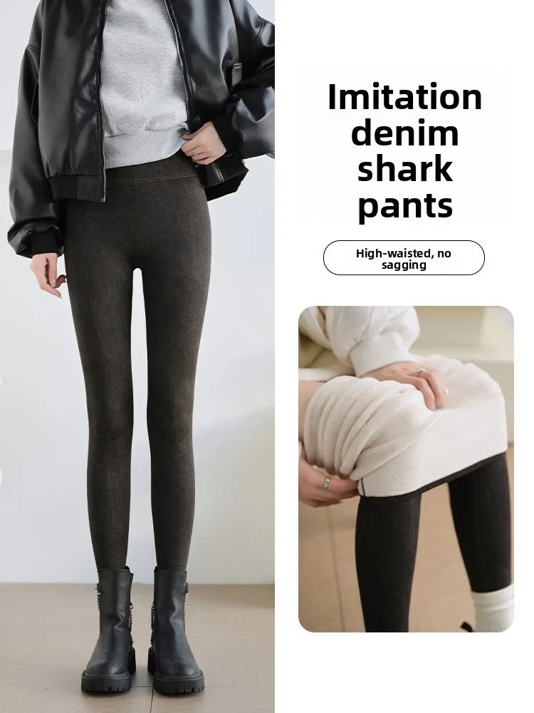 سراويل اليوغا النسائية Fce مبطنة من جلد arkskin جينز ضيق عالي الخصر طماق طويلة حرارية مريحة للتنفس سراويل كاجوال