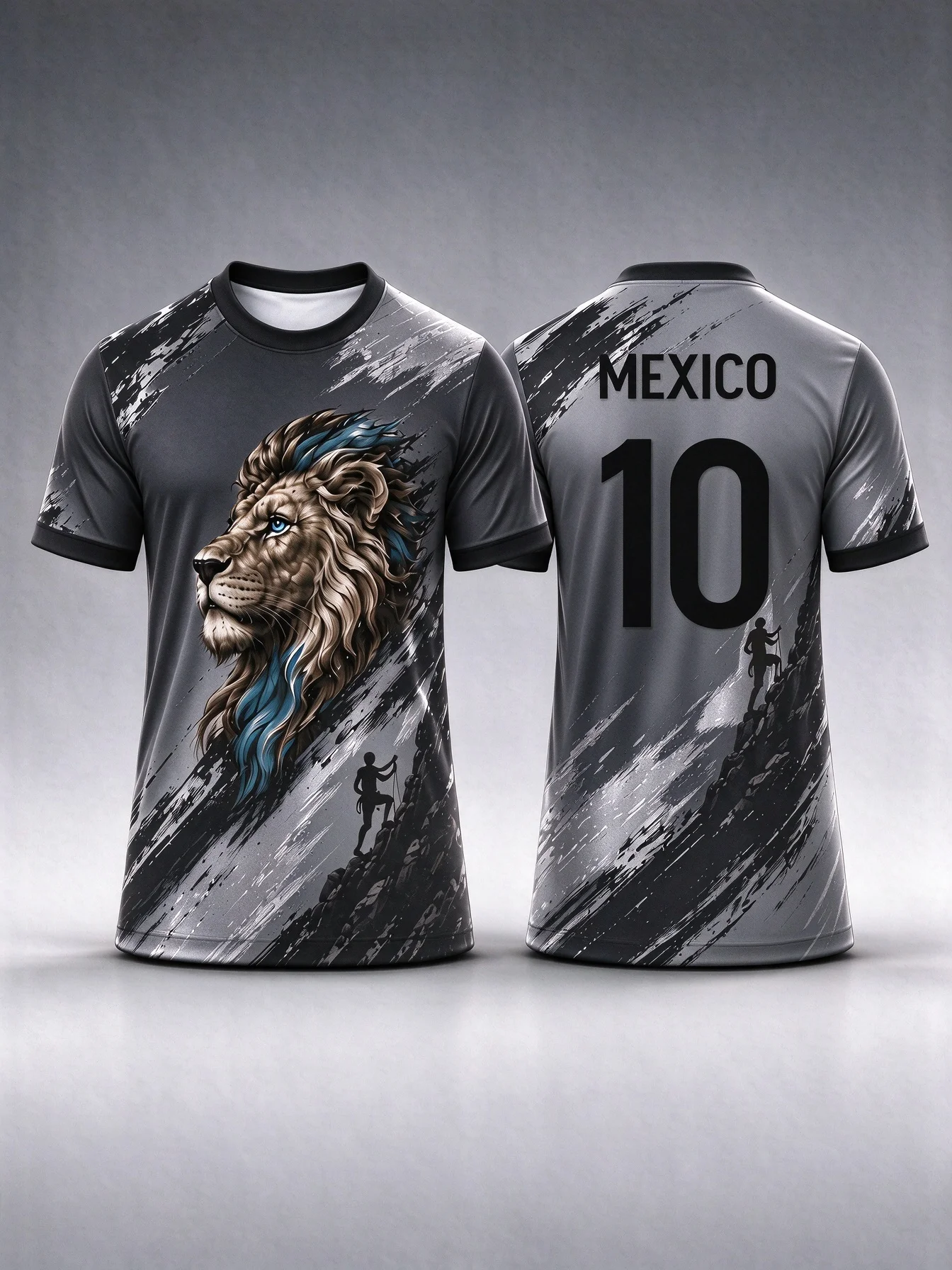 Men Mexico 10 Soccer Jersey Lion Animal Print Front Back Short Sleeve Football Shirt For Football Fan