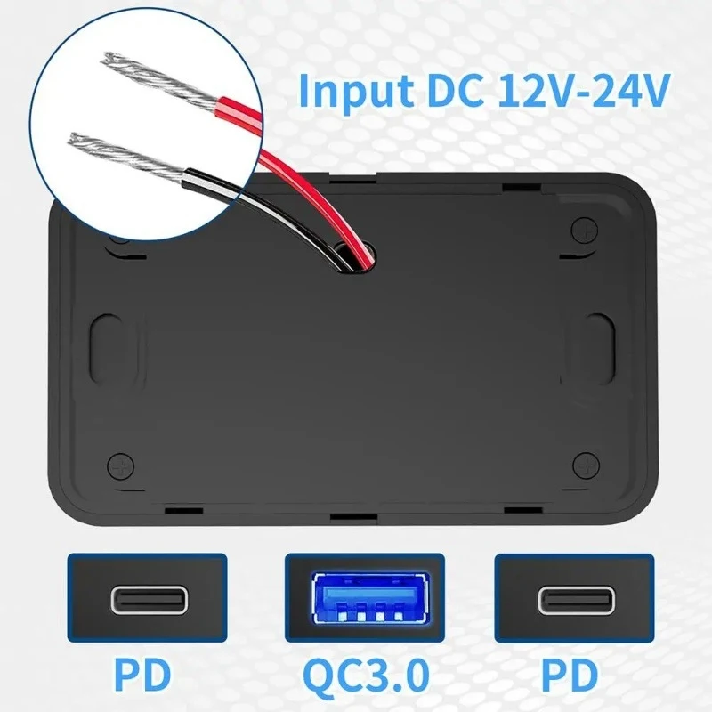 12V 24V Multifunctional QC3.0 And PD Modified USB Quick Charging Sockets With Electronic Button Switch
