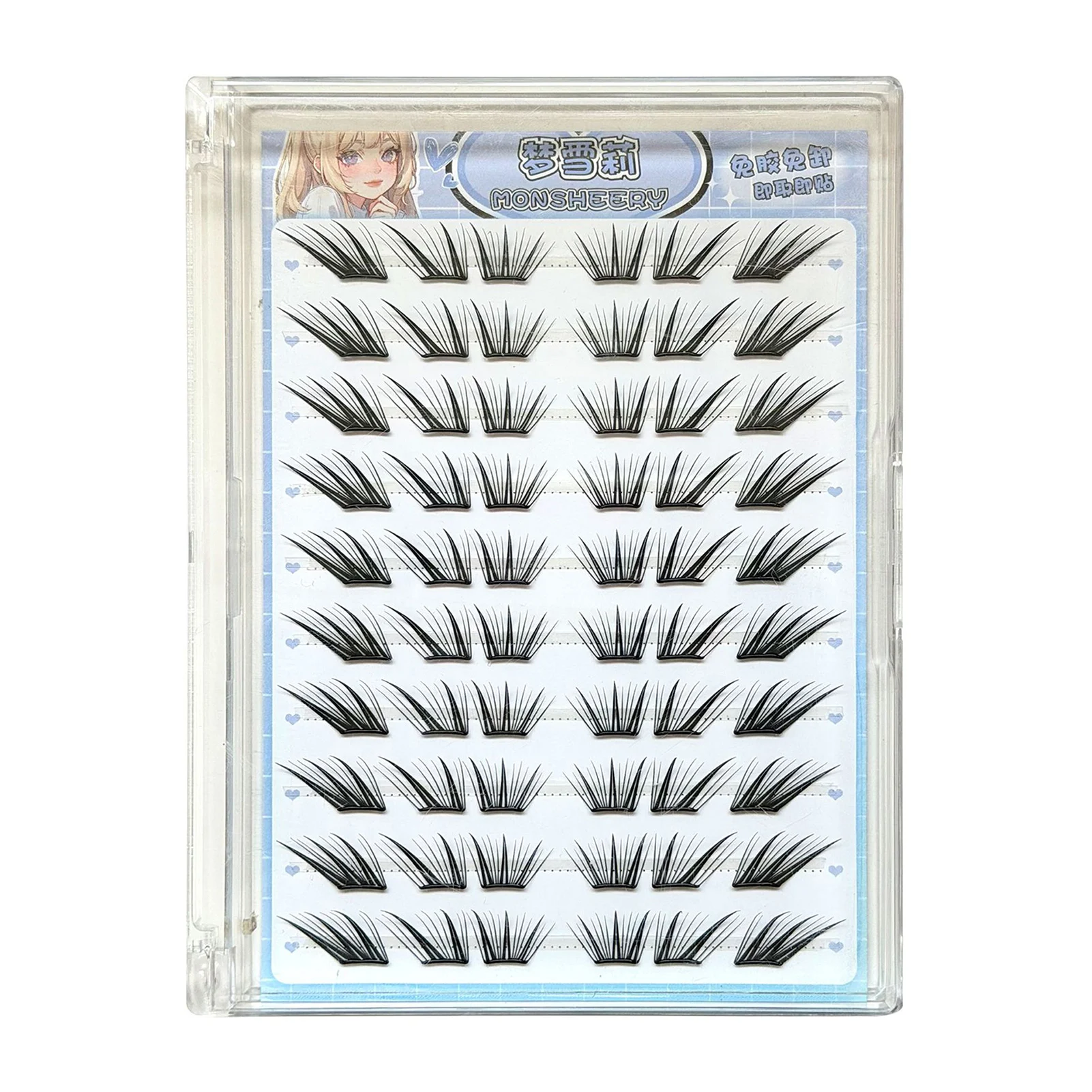 ขนตาปลอมสไตล์จีนแบบใหม่ สไตล์ฟ็อกซ์ หนาแน่นเป็นช่อเดี่ยว แยกเป็นช่อๆ ดูเป็นธรรมชาติ ขนตาบางเบา ช่วยให้ดวงตาดูโตขึ้น แต่งตาได้อย่างสมบูรณ์แบบ