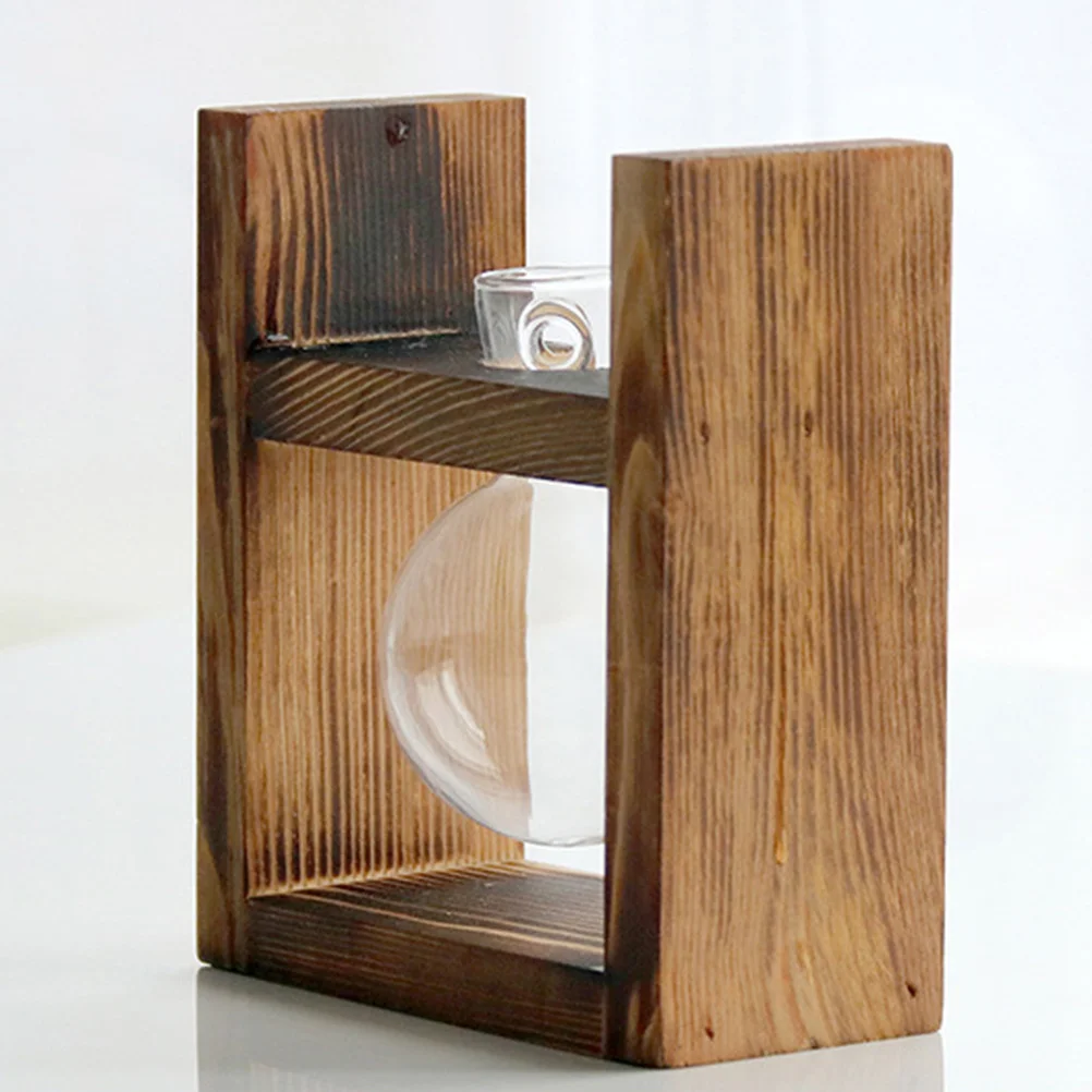 

1Pcs Single-Ball Glass Hydroponics Container Wooden Rack Vase Modern Desktop Decoration Birthday Gift for Women