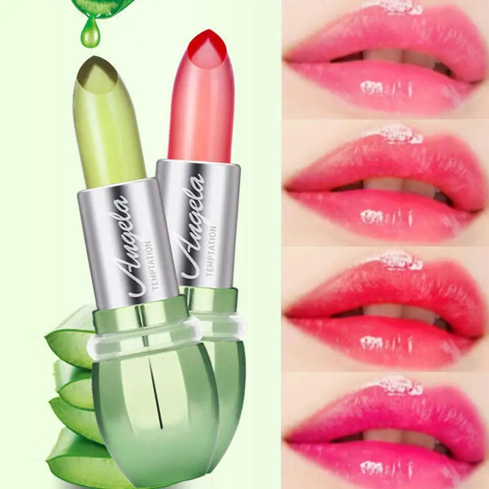 Lápiz Labial Humectante con Aloe Vera, Bálsamo Labial Nutritivo de Larga Duración, Brillo Labial Mágico que Cambia de Color con la Temperatura
