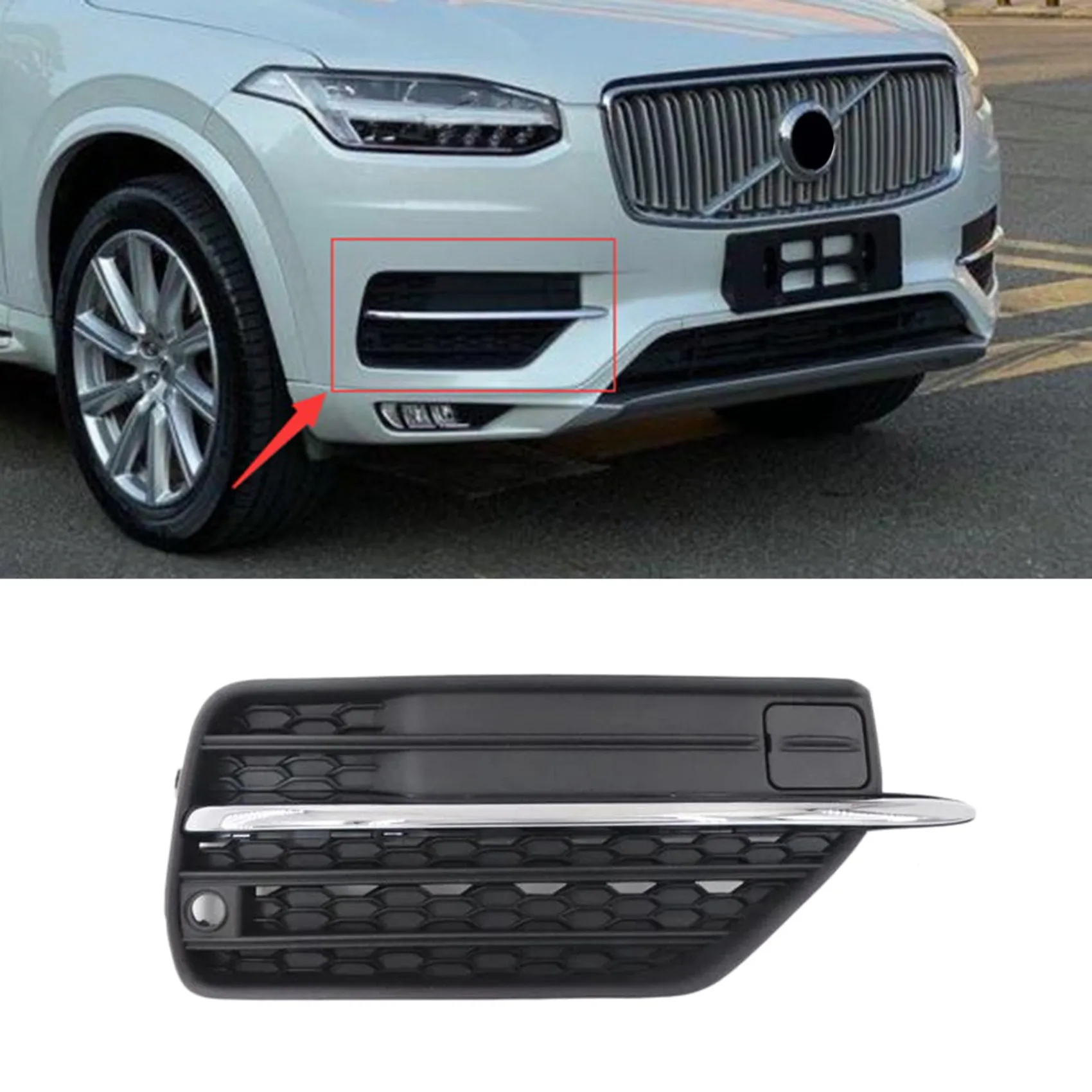 

Car Front Fog Lamp Cover Lower Bumper Grille Left&Right For Volvo XC90 For 2016 2017 2018 2019 31383044 31383045-A14Z