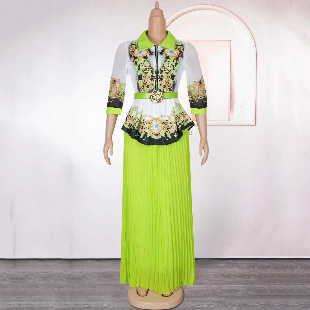 2025 African Dresses for Women 2PCS Sets Tops And Skirts Suits Dashiki Ankara Print Outfits Plus Size Turkey Wedding Party Dress