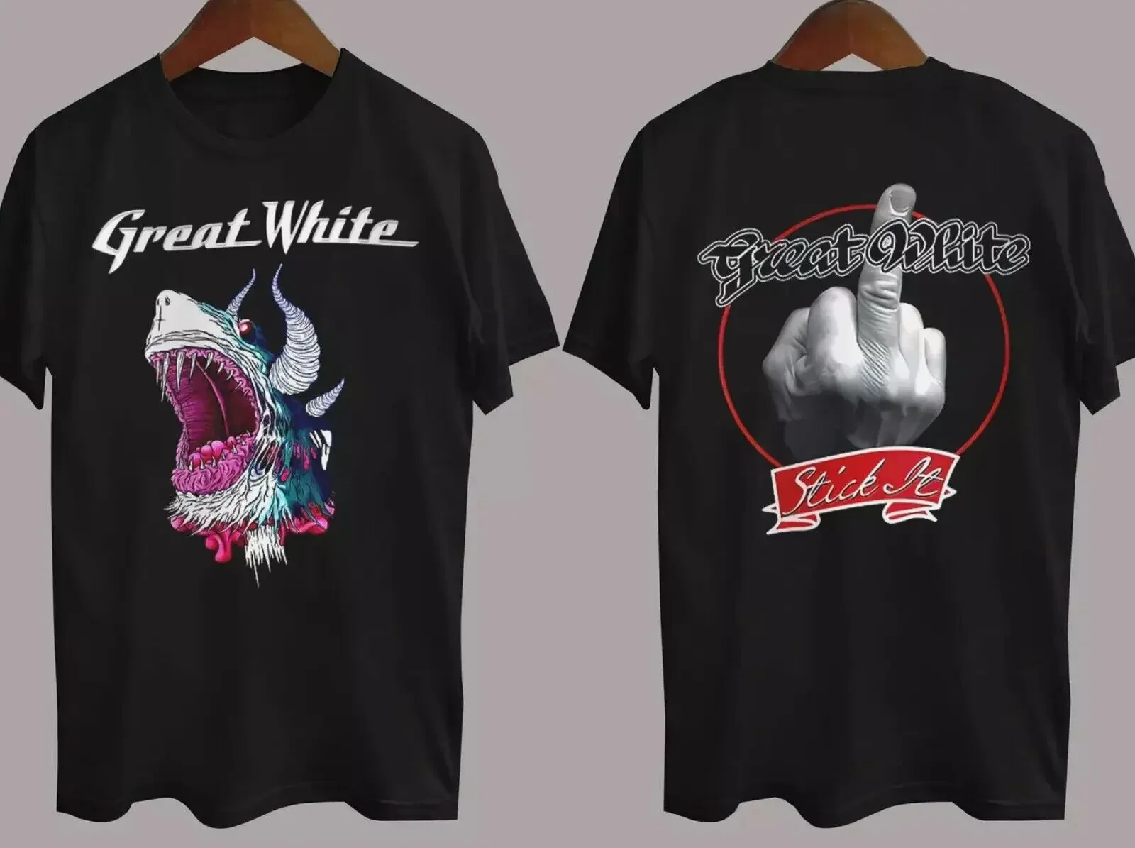 

Хлопковая черная рубашка унисекс Great White Band всех размеров с двумя сторонами