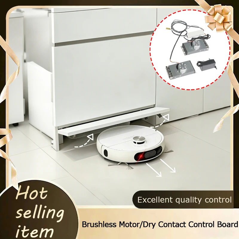 

Top Mount Automatic Flip Up Door Opener For Robot Vacuum With Smart Infrared Sensor & Electric Telescopic Rod & Smart Linkage