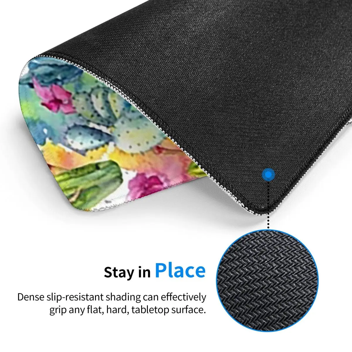 Alas Mouse Bergaya Cat Air Pola Kaktus Bunga Liar Eksotis Alas Mouse Keyboard Komputer Alas Meja PC Gaming Alas Meja