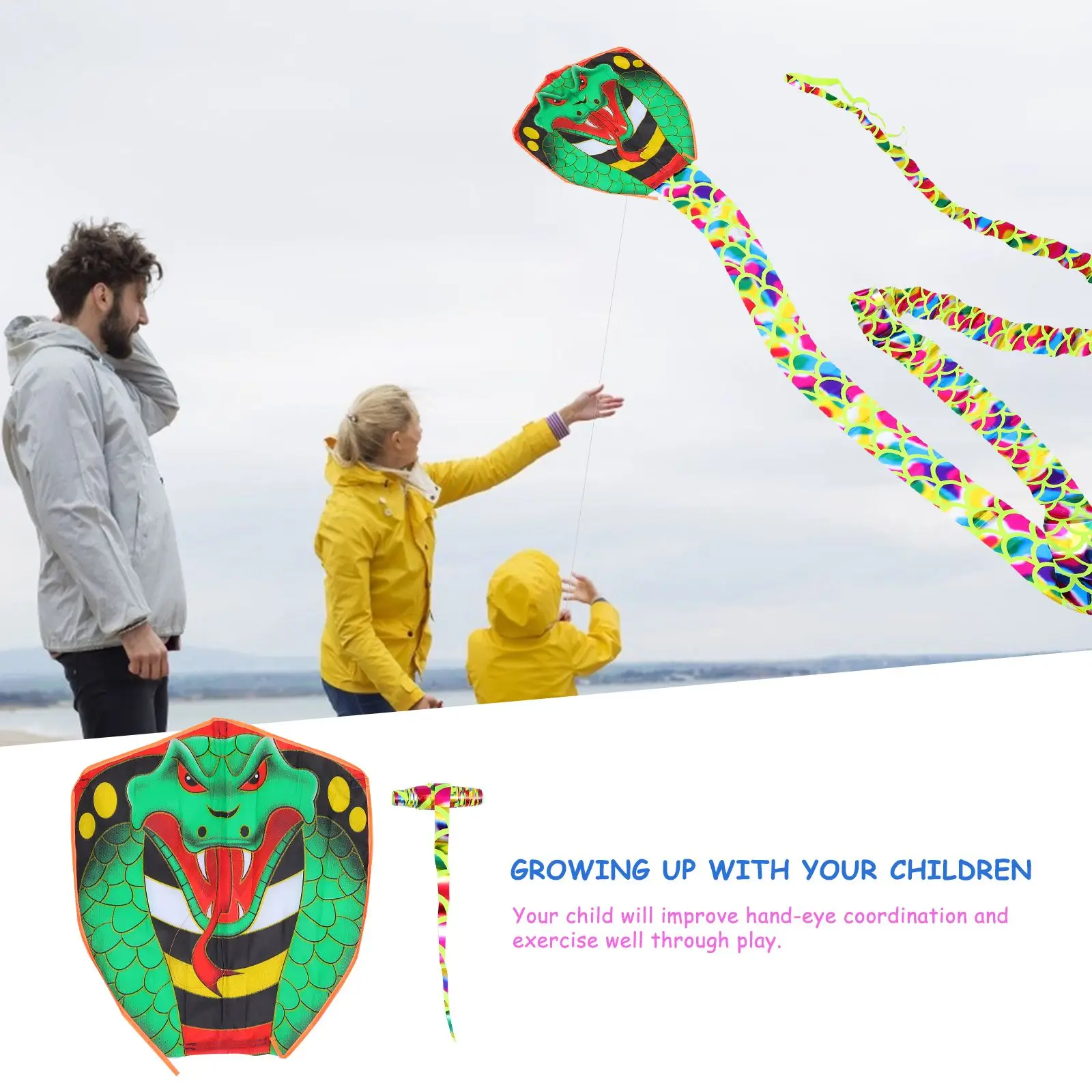 Long Snake Kite Extra Large Lightweight Cloth for Grassland Fun Adults Kids Foldable Travel Vacation