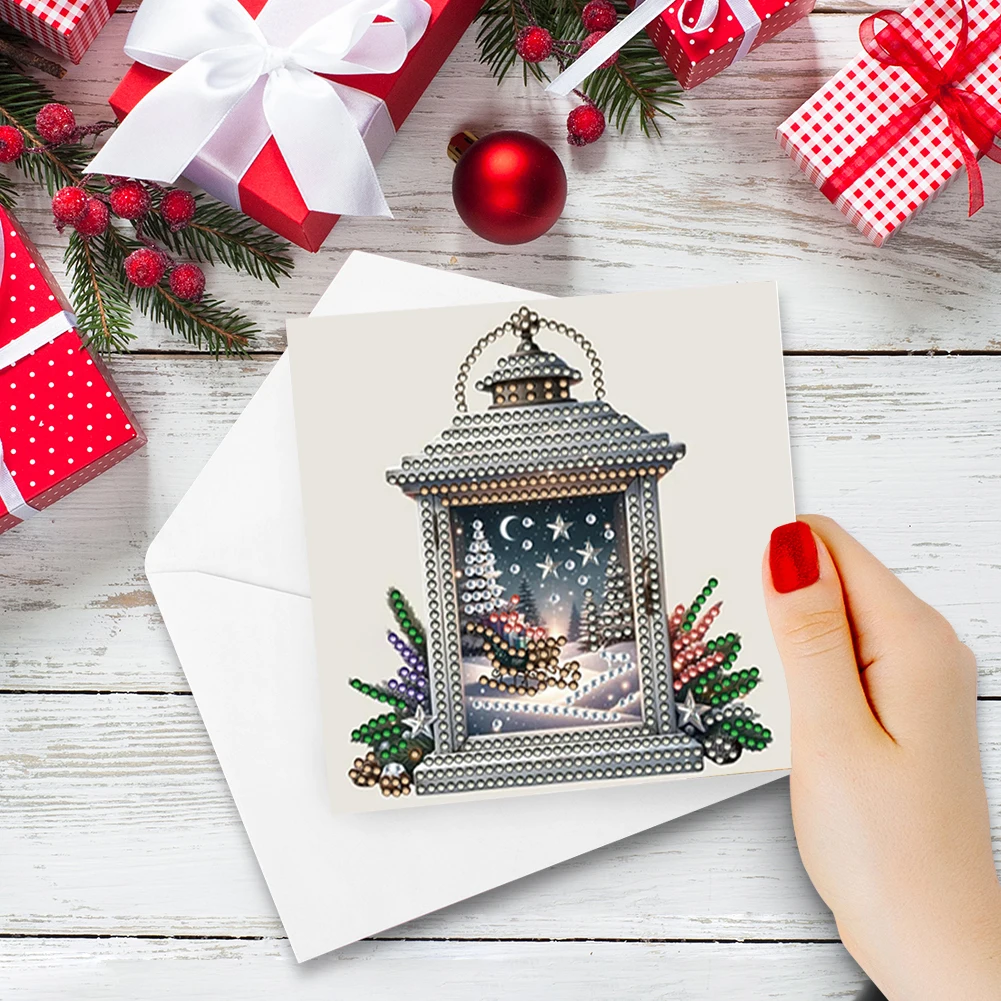 6 قطع DIY حجر الراين الماس الفن فسيفساء بطاقات بريدية عيد الميلاد موضوع الماس الفن اليدوية بطاقات الإبداعية عيد ميلاد وعيد الشكر مجموعة بطاقات