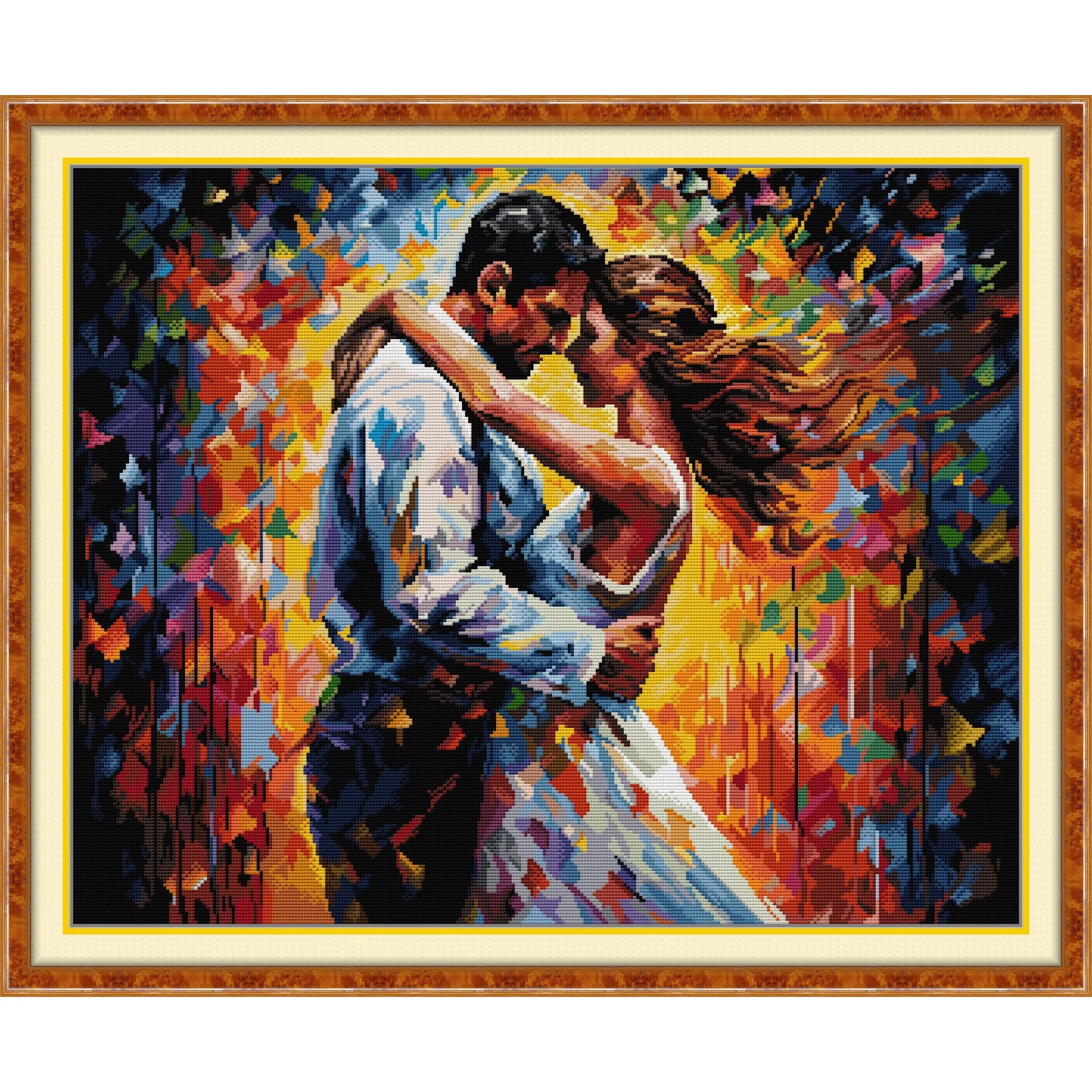 

Soulgift News Pre-Printed Cross Stitch Kit, Stamped Aida Fabric with DMC Threads, Embroidery Kit - Love Each Other