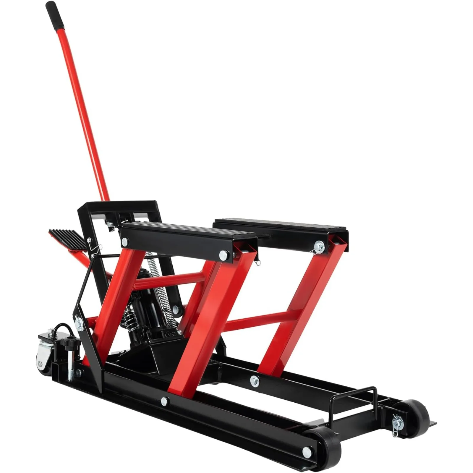 Sollevatore idraulico per moto durevole con ruote, capacità di carico massima 680 kg, supporto per montaggio con martinetto quadruplo portatile, dimensioni: 78 * 35 * 84,5 cm