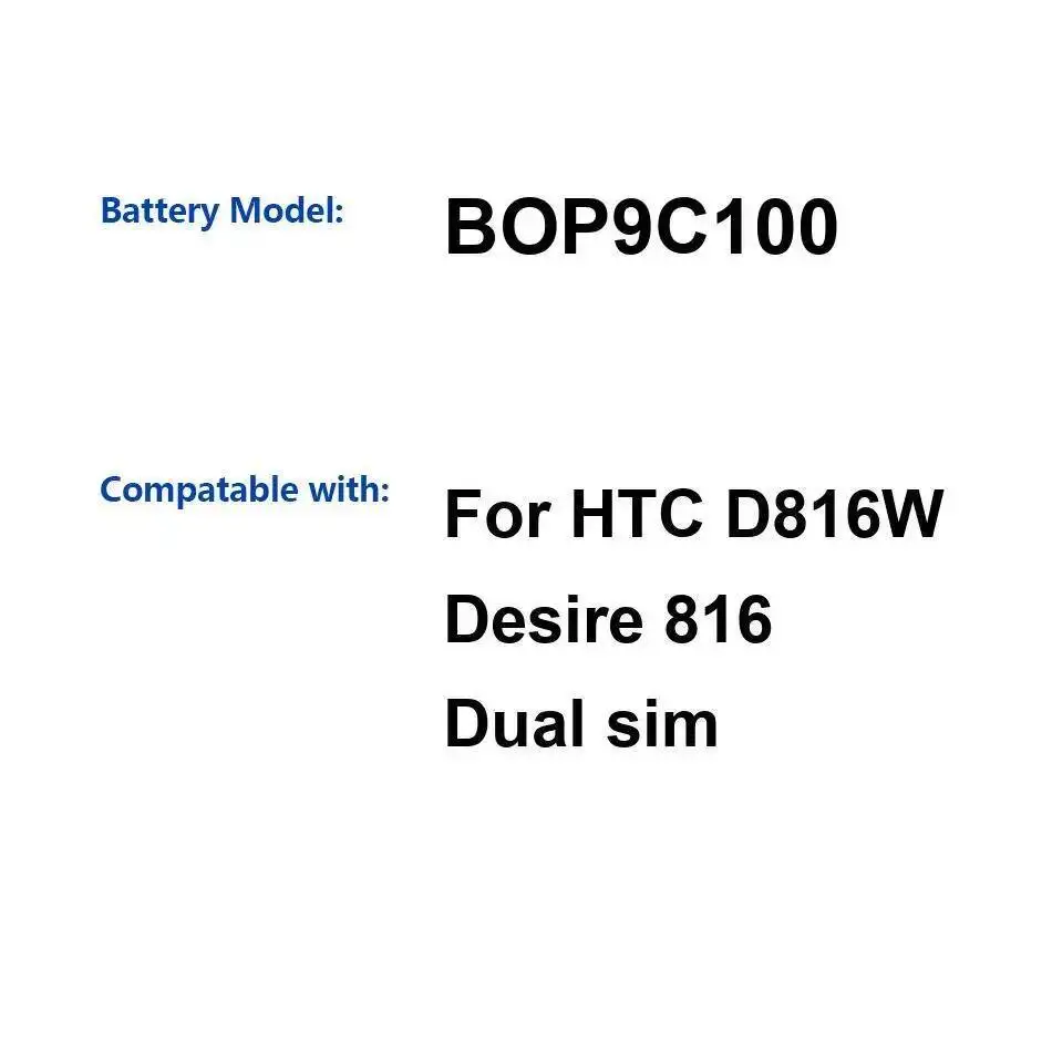 

Аккумулятор мобильного телефона безопасный для Htc D816W Desire 816 Dual Sim 2600 мАч BOP9C100 долговечный