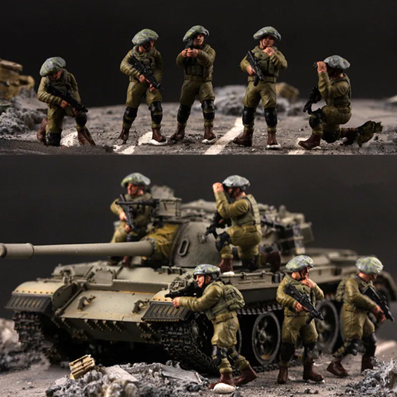 1:72 Scale Model 5 Pcs Israel Defense Forces 5Soldiers Action Figure Toys Scene Accessory Dolls Display Collection Gift For Fans